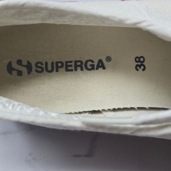 Superga Womens White Canvas Sneakers With Rainbow Platform Sole - Picture 7 of 7